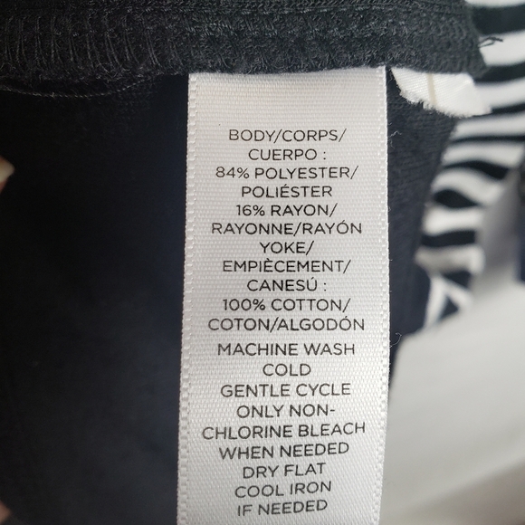 Loft Striped Long Sleeve Blue and Black Dress Sz M - Picture 9 of 9